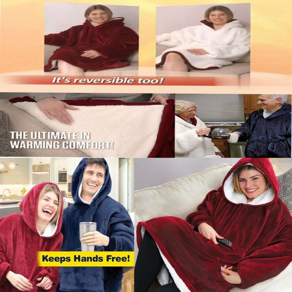 hirigin family arms thick blanket hoodie winter warm fleece thermal sleepwear night-robe, Black;red
hirigin family arms thick blanket hoodie winter warm fleece thermal sleepwear night-robe, Black;red