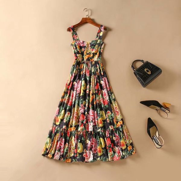 european and american women's clothing 2019 summer new style condole belt floral print fashion pleated ruffled dresses, Black;gray
european and american women's clothing 2019 summer new style condole belt floral print fashion pleated ruffled dresses, Black;gray