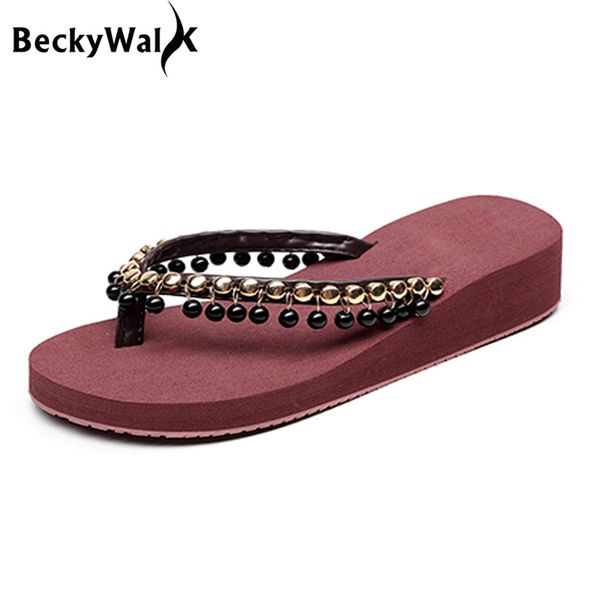 beckywalk handmade beading summer shoes woman platform flip flops shoes women slippers thick soles beach for lady wsh2657, Black
beckywalk handmade beading summer shoes woman platform flip flops shoes women slippers thick soles beach for lady wsh2657, Black