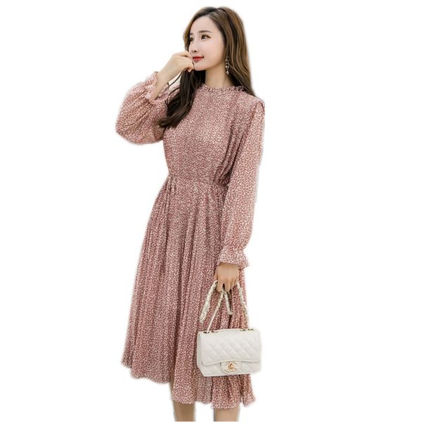 Elegant Stand Collar Floral Print Women Dress Full Sleeve Elastic Slim Waist Chiffon Spring A -Line Long Dress
Elegant Stand Collar Floral Print Women Dress Full Sleeve Elastic Slim Waist Chiffon Spring A -Line Long Dress