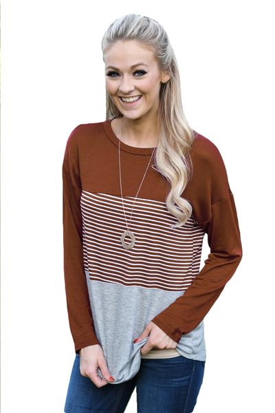 women's clothing cotton-blending long sleeve striped print splice crew neck dress t-shirt, White
women's clothing cotton-blending long sleeve striped print splice crew neck dress t-shirt, White