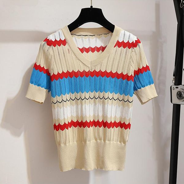 women's sweaters women casual thin knitted shirt autumn contrast wavy stripes knitting sweater hollow out v-neck short sleeve pullover, White;black
women's sweaters women casual thin knitted shirt autumn contrast wavy stripes knitting sweater hollow out v-neck short sleeve pullover, White;black