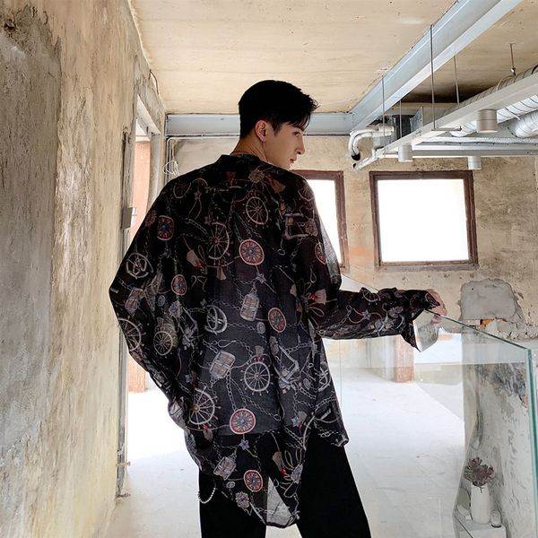 men long sleeve stand collar loose casual print thin shirt sunscreen coat male streetwear hip hop lovers shirts cardigan, White;black
men long sleeve stand collar loose casual print thin shirt sunscreen coat male streetwear hip hop lovers shirts cardigan, White;black