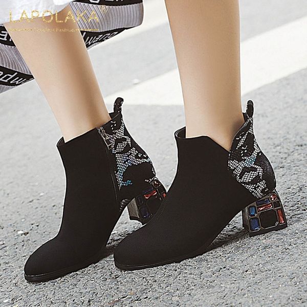 lapolaka 2020 plus size 32-46 chunky heels ankle boots women shoes zip up black shoes woman boots female
lapolaka 2020 plus size 32-46 chunky heels ankle boots women shoes zip up black shoes woman boots female