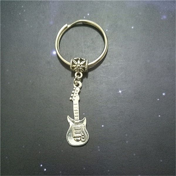 creative guitar keychain, antique silver color guitar key ring, simple keychain music lover gift
creative guitar keychain, antique silver color guitar key ring, simple keychain music lover gift