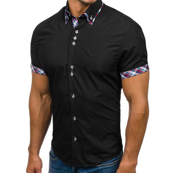 2019 new male shirt men's business patchwork button casual plaid short sleeve blouse comfortable ing, White;black
2019 new male shirt men's business patchwork button casual plaid short sleeve blouse comfortable ing, White;black
