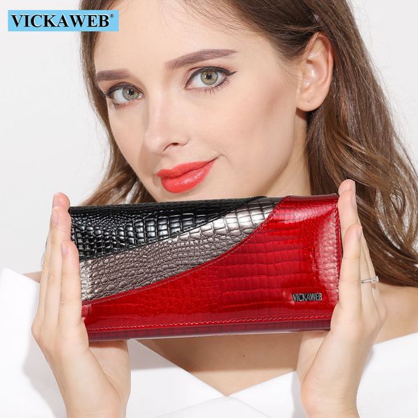vickaweb wallet female patchwork long women wallets genuine leather purses ladies vintage hasp purse alligator standard wallets, Red;black
vickaweb wallet female patchwork long women wallets genuine leather purses ladies vintage hasp purse alligator standard wallets, Red;black