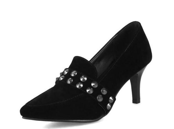 2018 suede rivet women's shoes in spring and autumn with new style high heel fine heel pointed end, Black
2018 suede rivet women's shoes in spring and autumn with new style high heel fine heel pointed end, Black
