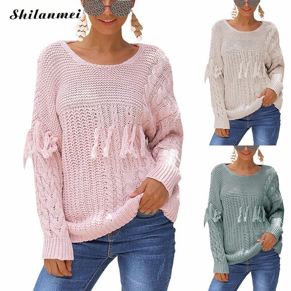 2019 autumn winter hollow out sweaters women's tassel sweater female pink casual loose knitted pullover women solid color jumper, White;black
2019 autumn winter hollow out sweaters women's tassel sweater female pink casual loose knitted pullover women solid color jumper, White;black