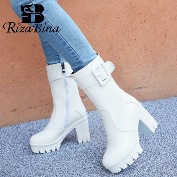 rizabina women mid calf boots add plush fur winter warm shoes women casual buckle high heels platform footwear size 34-43, Black
rizabina women mid calf boots add plush fur winter warm shoes women casual buckle high heels platform footwear size 34-43, Black