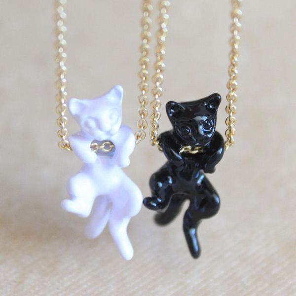 japanese popular black white cat necklace simple 3d cute lovely animal pendant necklace gold chain for women jewelry, Silver
japanese popular black white cat necklace simple 3d cute lovely animal pendant necklace gold chain for women jewelry, Silver