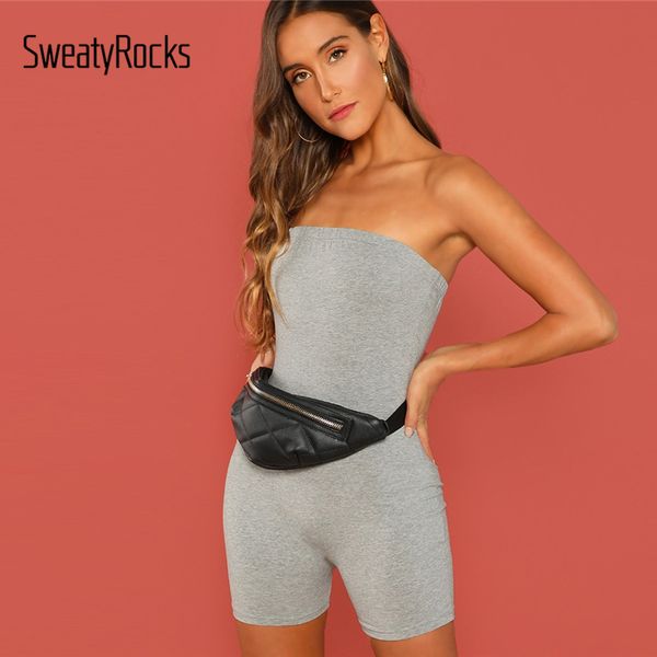 sweatyrocks slim fitted solid tube romper sleeveless streetwear female jumpsuits 2019 summer women bodycon grey short playsuits, Black;white
sweatyrocks slim fitted solid tube romper sleeveless streetwear female jumpsuits 2019 summer women bodycon grey short playsuits, Black;white