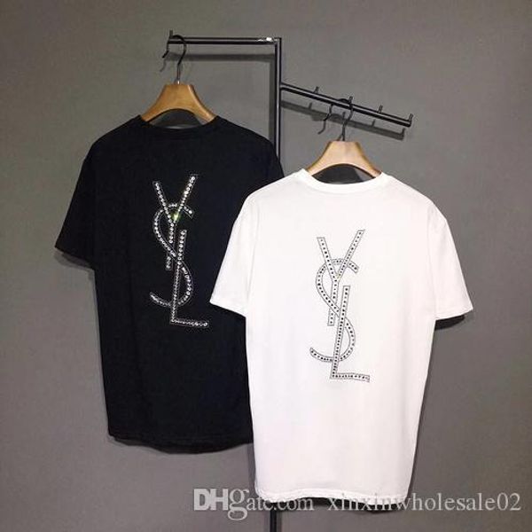 20ss french spring and summer latest style fashion rhinestone letters black and white casual mixed cotton short t-shirt, White;black
20ss french spring and summer latest style fashion rhinestone letters black and white casual mixed cotton short t-shirt, White;black