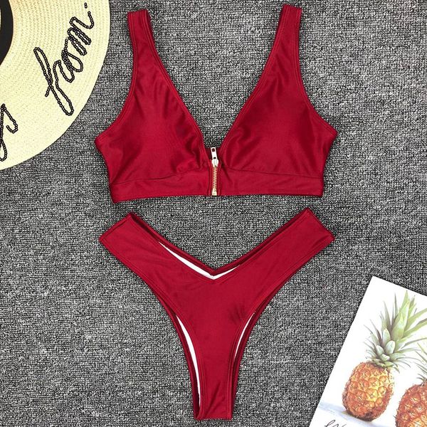 high leg cut bikini 2019 women swimwear female v neck swimsuit two-pieces bikini set bather zipper bathing suit swim wear, White;black
high leg cut bikini 2019 women swimwear female v neck swimsuit two-pieces bikini set bather zipper bathing suit swim wear, White;black