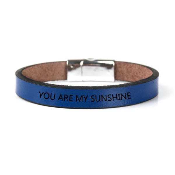 you are my sunshine fashion engraved letters bracelet magnetic buckle leather inspirational bracelets mantra cuff bracelet, White
you are my sunshine fashion engraved letters bracelet magnetic buckle leather inspirational bracelets mantra cuff bracelet, White
