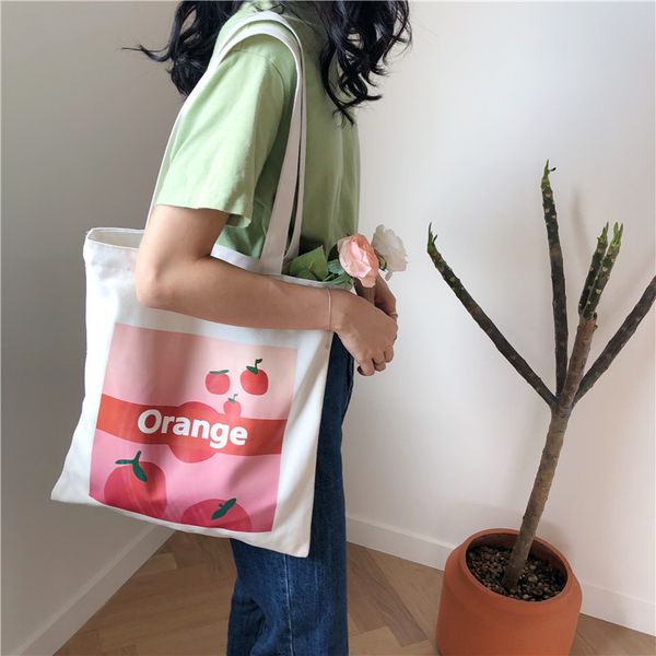 women canvas shoulder bags fruit orange printing shopping bag cloth eco reusable beach casual handbags tote with zipper
women canvas shoulder bags fruit orange printing shopping bag cloth eco reusable beach casual handbags tote with zipper