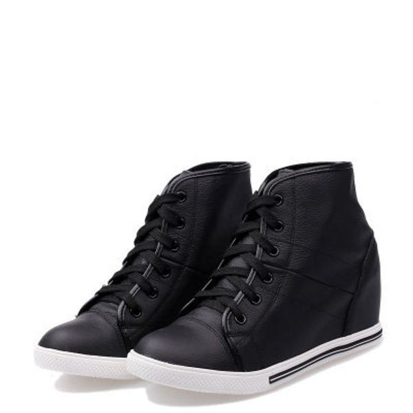 genuine leather women casual shoes platform wedge shoes height increasing high heel shoes lace up soft sneakers, Black;white
genuine leather women casual shoes platform wedge shoes height increasing high heel shoes lace up soft sneakers, Black;white
