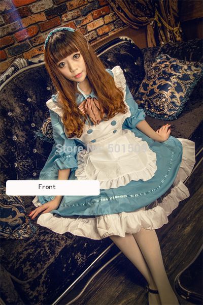 cotton blue lolita dress with apron medieval renaissance dress belle ball cosplay/lolita/alice costume frenchmaid costume, Black;red
cotton blue lolita dress with apron medieval renaissance dress belle ball cosplay/lolita/alice costume frenchmaid costume, Black;red
