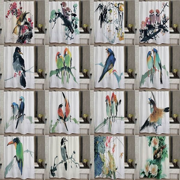 

180x180cm europe bathroom shower curtain watercolor magpie parrot birds printed bath curtain durable waterproof polyester fabric