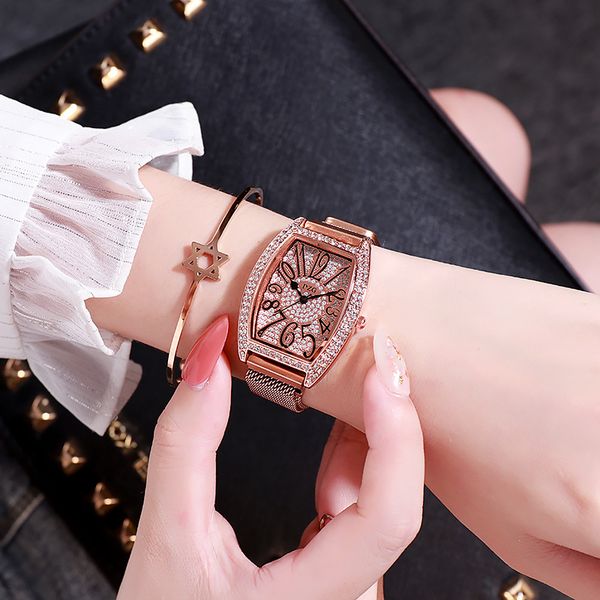 women watches diamond rose gold ladies dress quartz wristwatch magnetic mesh steel waterproof clock female 2019, Slivery;brown
women watches diamond rose gold ladies dress quartz wristwatch magnetic mesh steel waterproof clock female 2019, Slivery;brown