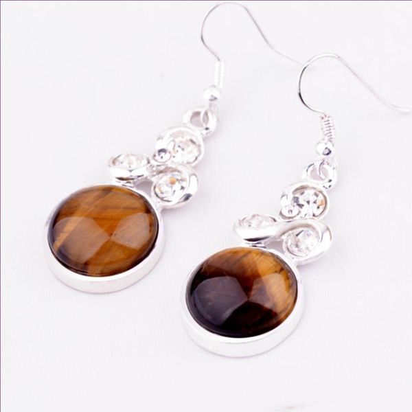fyjs unique silver plated round tiger eye stone dangle earrings with rhinestone green agates jewelry
fyjs unique silver plated round tiger eye stone dangle earrings with rhinestone green agates jewelry