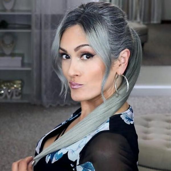 women gray hair ponytail extension silver grey afro silky straight virgin human drawstring human hair ponytails clip in real hair sale, Black
women gray hair ponytail extension silver grey afro silky straight virgin human drawstring human hair ponytails clip in real hair sale, Black