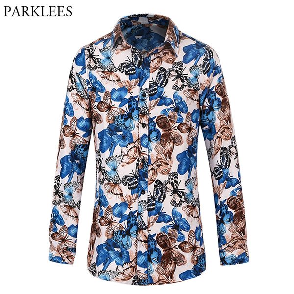 3d butterfly print mens dress shirts slim fit long sleeve men party social shirt casual button down male fashion shirt chemise, White;black 
3d butterfly print mens dress shirts slim fit long sleeve men party social shirt casual button down male fashion shirt chemise, White;black