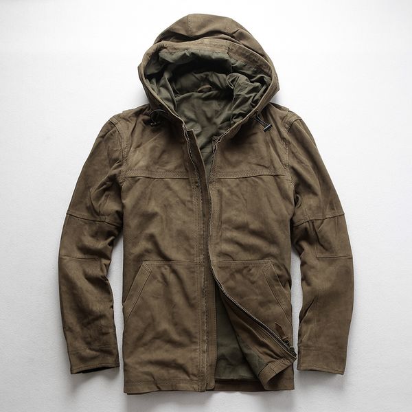 2020 men's hooded suede leather jacket solid casual genuine leather coat men soft sheepskin casual windbreaker male, Black
2020 men's hooded suede leather jacket solid casual genuine leather coat men soft sheepskin casual windbreaker male, Black