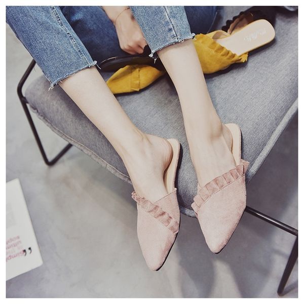 slippers women flat shoes slip on mules fashion ruffles ladies fabric platform loafer flip flop 35-39, Black
slippers women flat shoes slip on mules fashion ruffles ladies fabric platform loafer flip flop 35-39, Black