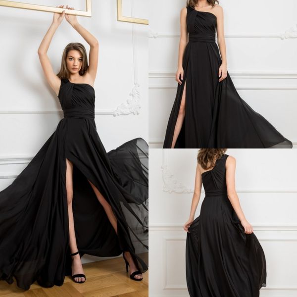 black one shoulder prom dresses chiffon high split a line party dresses floor length mother of bride gowns
black one shoulder prom dresses chiffon high split a line party dresses floor length mother of bride gowns