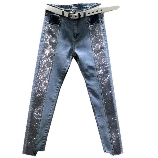 2020 весна мода алмаз карандаш джинсы женщины высокая талия лодыжки длина узкие джинсы, Blue 
2020 весна мода алмаз карандаш джинсы женщины высокая талия лодыжки длина узкие джинсы, Blue