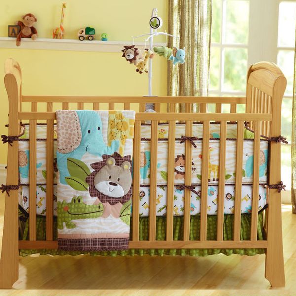 7pcs 100% cotton jungle lion printed newborn baby bedding set boys including comforter, crib sheet, skirt and 4 sections bumpers
7pcs 100% cotton jungle lion printed newborn baby bedding set boys including comforter, crib sheet, skirt and 4 sections bumpers