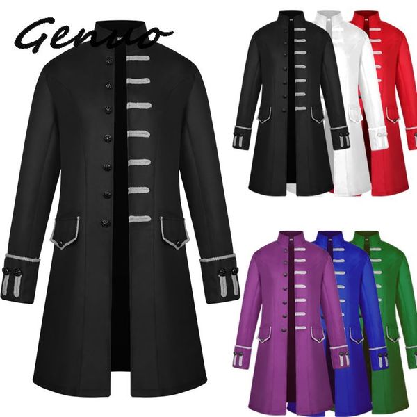 men steampunk vintage coat stand collar single breasted solid gothic jackets male long sleeve slim clothes outerwear, Tan;black
men steampunk vintage coat stand collar single breasted solid gothic jackets male long sleeve slim clothes outerwear, Tan;black