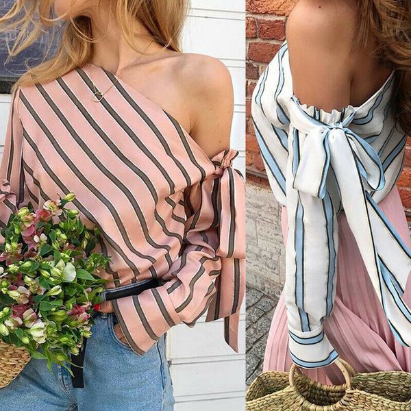 2019 new style fashion women ladies loose casual long sleeve one shoulder stripe cotton bow blouse, White
2019 new style fashion women ladies loose casual long sleeve one shoulder stripe cotton bow blouse, White