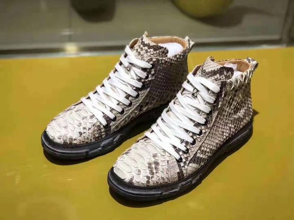 real genuine python skin leather men fashion shoe winter boots leisure shoe with cow lining beige color original python skin, Black
real genuine python skin leather men fashion shoe winter boots leisure shoe with cow lining beige color original python skin, Black