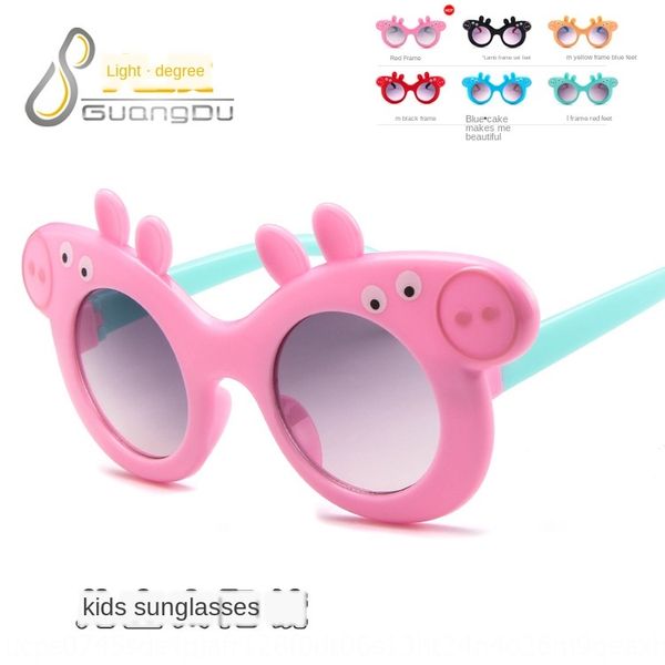 cartoon pig sun children's sunglasses baby's cute fashion glasses social sunglasses, Blue 
cartoon pig sun children's sunglasses baby's cute fashion glasses social sunglasses, Blue