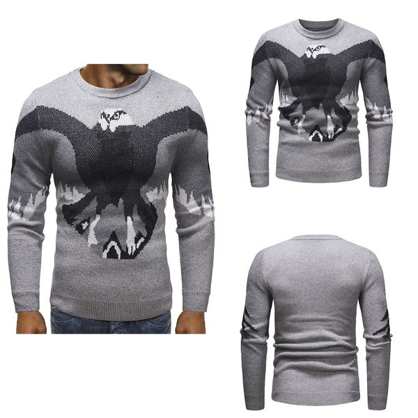 autumn winter round neck eagle pattern sweaters long sleeved clothes sweater men, White;black
autumn winter round neck eagle pattern sweaters long sleeved clothes sweater men, White;black