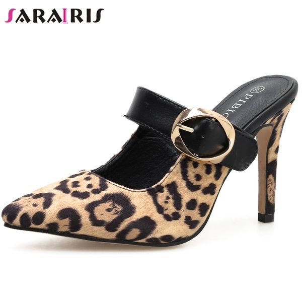 sarairis female spring summer leopard high heels slip on pumps buckle decoration pointed toe mules women shoes woman, Black
sarairis female spring summer leopard high heels slip on pumps buckle decoration pointed toe mules women shoes woman, Black