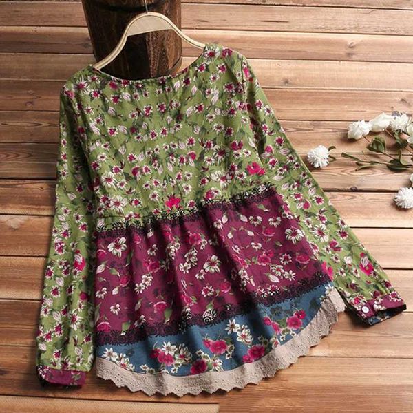 2020 women vintage cotton linen spring floral printed blouse long sleeve shirt casual tunic lace patchwork blusa, White
2020 women vintage cotton linen spring floral printed blouse long sleeve shirt casual tunic lace patchwork blusa, White