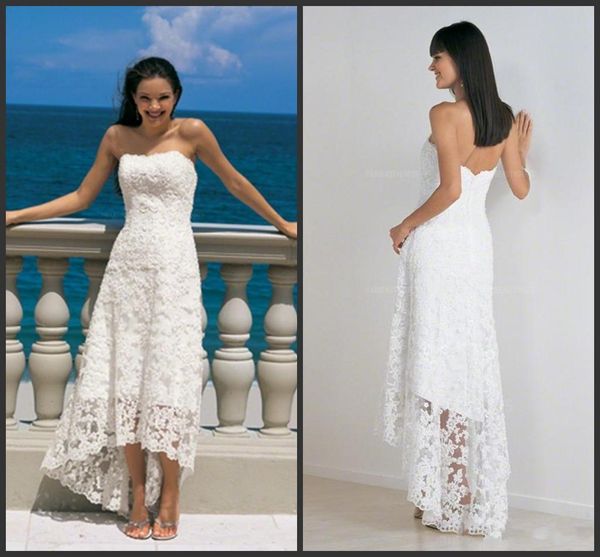 lace beach wedding dresses sheath/column strapless high low asymmetrical wedding dress backless zipper back vintage bridal gowns 1190, White
lace beach wedding dresses sheath/column strapless high low asymmetrical wedding dress backless zipper back vintage bridal gowns 1190, White