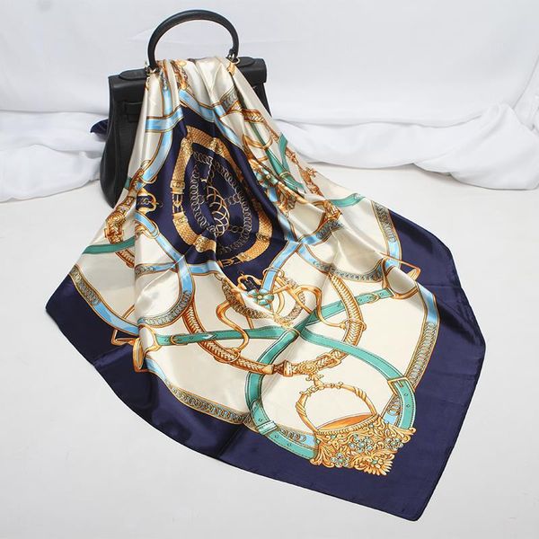 90*90cm simulation silk belt printed neck scarf female office handkerchief soft square muslim retro headscarf women 2020 spring, Blue;gray
90*90cm simulation silk belt printed neck scarf female office handkerchief soft square muslim retro headscarf women 2020 spring, Blue;gray