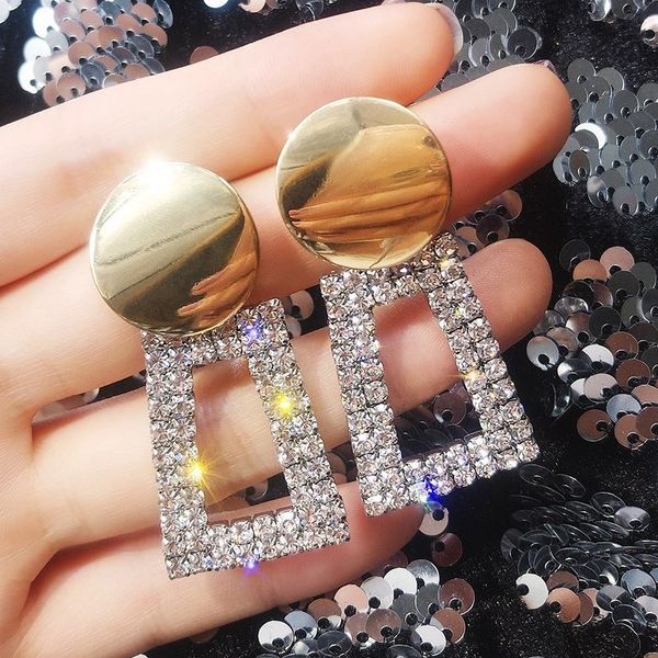 women's crystal long earrings, wedding party declaration earrings, hanging geometric fashion ladies earrings, Silver 
women's crystal long earrings, wedding party declaration earrings, hanging geometric fashion ladies earrings, Silver