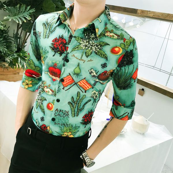 19 spring xia new fashion men self-cultivation fivepence sleeve thin shirt male sociology flower streetwear green ing, White;black
19 spring xia new fashion men self-cultivation fivepence sleeve thin shirt male sociology flower streetwear green ing, White;black
