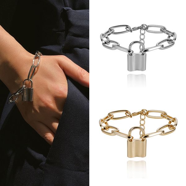 silver gold color punk lover's lock chain bracelet women charm cuff bangle wristband women jewelry gift, Black
silver gold color punk lover's lock chain bracelet women charm cuff bangle wristband women jewelry gift, Black