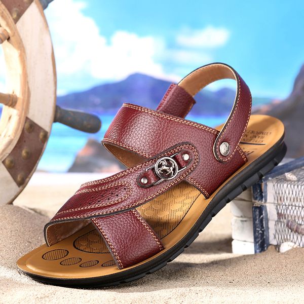 men shoes 2019 new style summer metal buckle genuine leather casual first layer of leather cowhide sandals leathe, Black
men shoes 2019 new style summer metal buckle genuine leather casual first layer of leather cowhide sandals leathe, Black