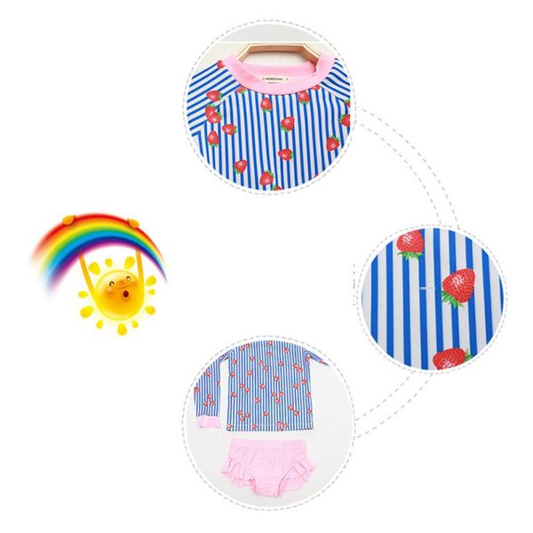 2pcs/set baby girl summer long sleeve strawberry pattern with blue and white stripes swimsuit cute set toddler bikini
2pcs/set baby girl summer long sleeve strawberry pattern with blue and white stripes swimsuit cute set toddler bikini