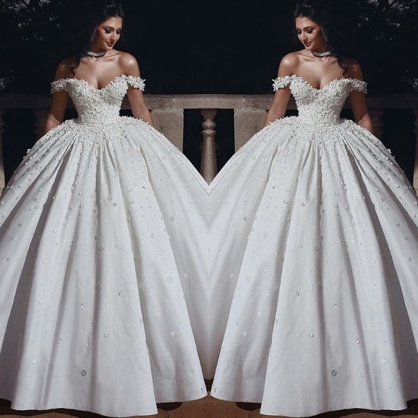 2019 off shoulder ball gown wedding dresses appliques elegant bridal gown floor length vestido de novia, White
2019 off shoulder ball gown wedding dresses appliques elegant bridal gown floor length vestido de novia, White