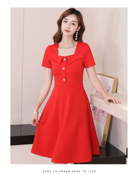 watermelon red pure color trends show thin casual dress, Black;gray 
watermelon red pure color trends show thin casual dress, Black;gray