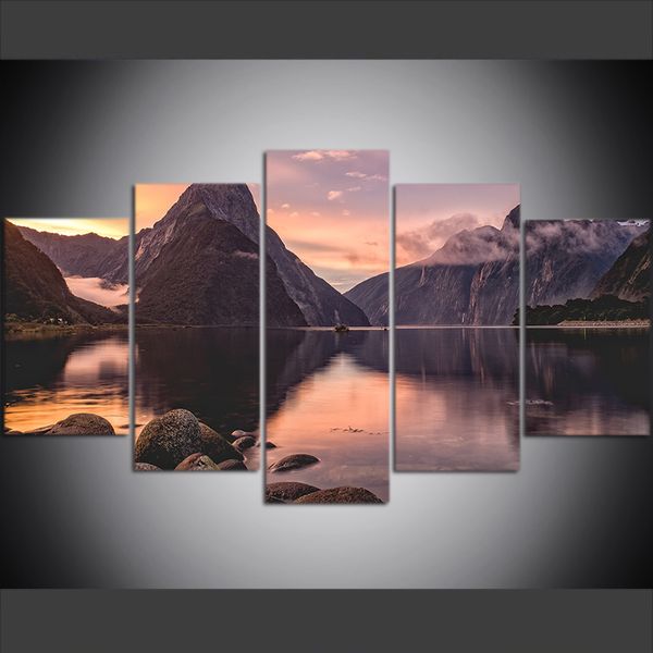 5 piece large size canvas wall art pictures creative milford sound, new zealand art print oil painting for living room 
5 piece large size canvas wall art pictures creative milford sound, new zealand art print oil painting for living room
