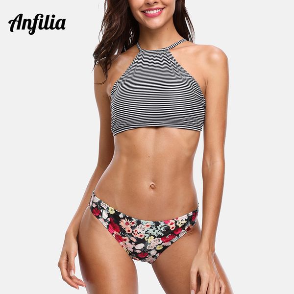 anfilia women striped bikini set high neck swimsuit vintage floral swimwear strappy bathing suit padded beachwear, White;black
anfilia women striped bikini set high neck swimsuit vintage floral swimwear strappy bathing suit padded beachwear, White;black